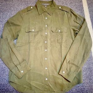 Alexander Jordan army green long sleeve button down shirt Wns small